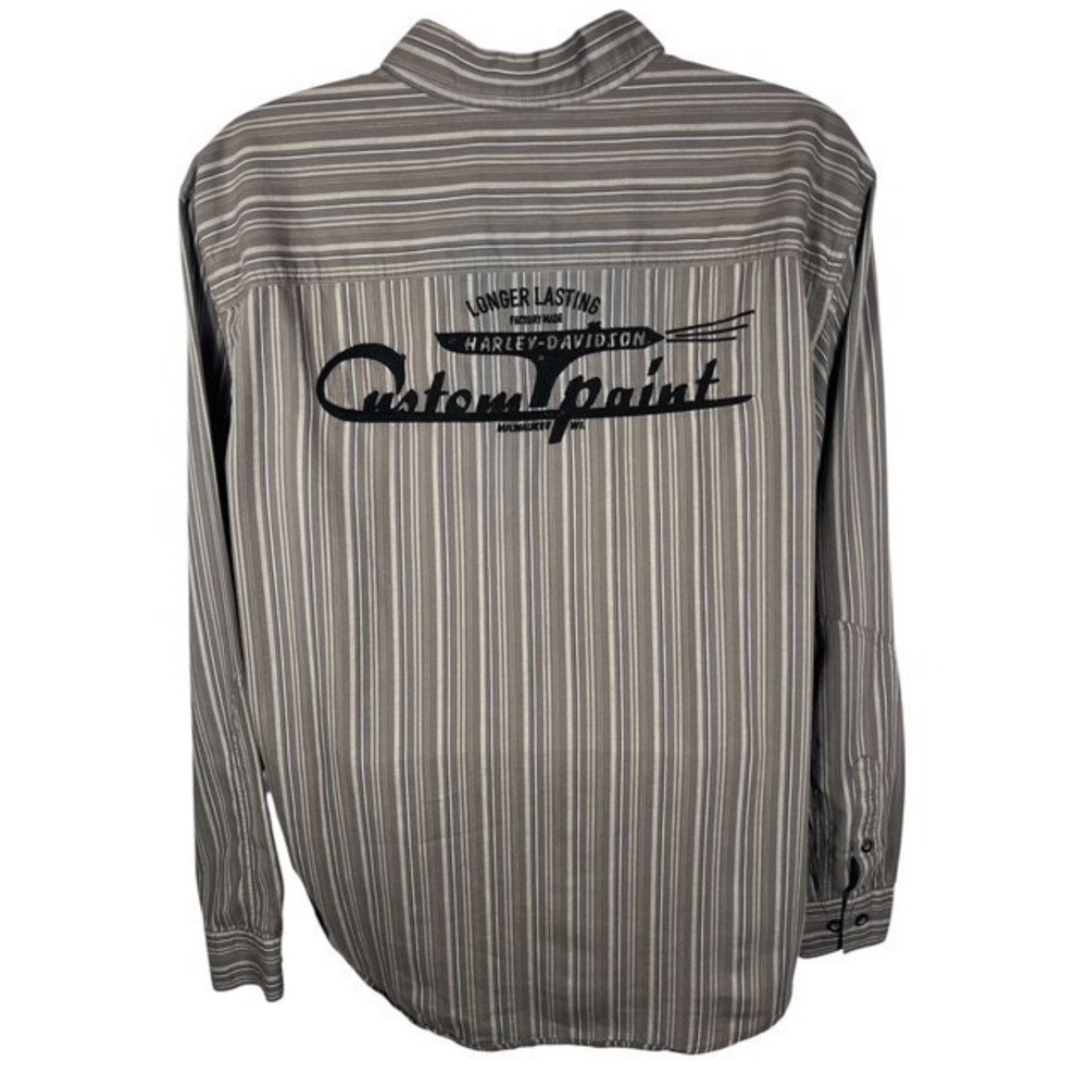 Harley Davidson Mens Sz XL Striped Button-Up Long Sleeve Shirt Milwaukee -1477